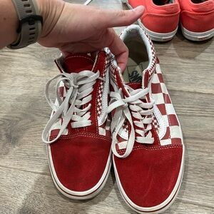 Vans Red and White Checkered Shoes